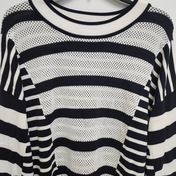 Marc Aurel Women's Black & White Striped Long Sleeved Sweater Size 36 - Picture 2 of 9